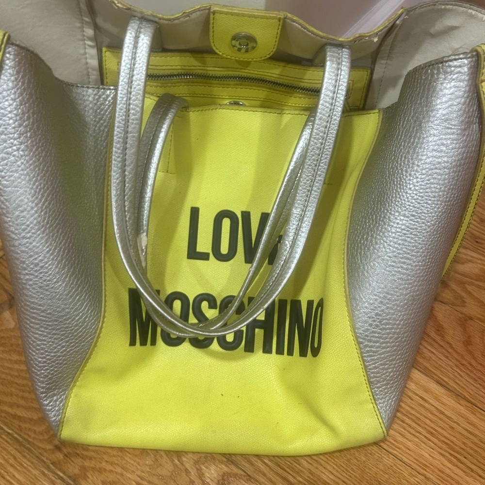 Love Moschino Vibrant Yellow and Silver Tote
